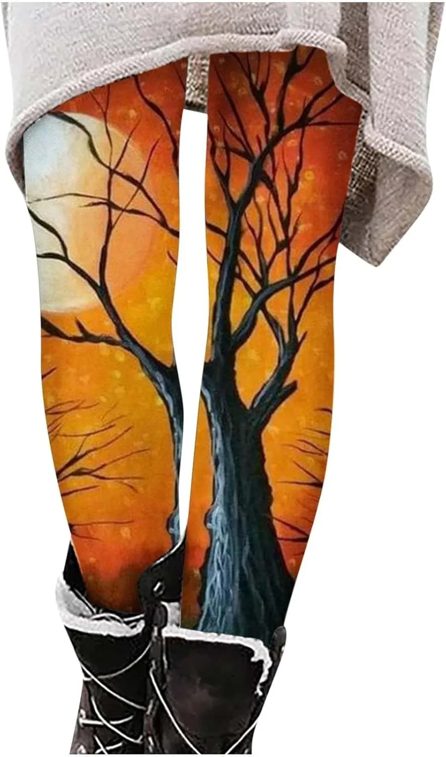 Women's Halloween Costume Print Strechy Leggings Pumpkin Spider Web Print Stretch Peach Butt Stretch Leggings