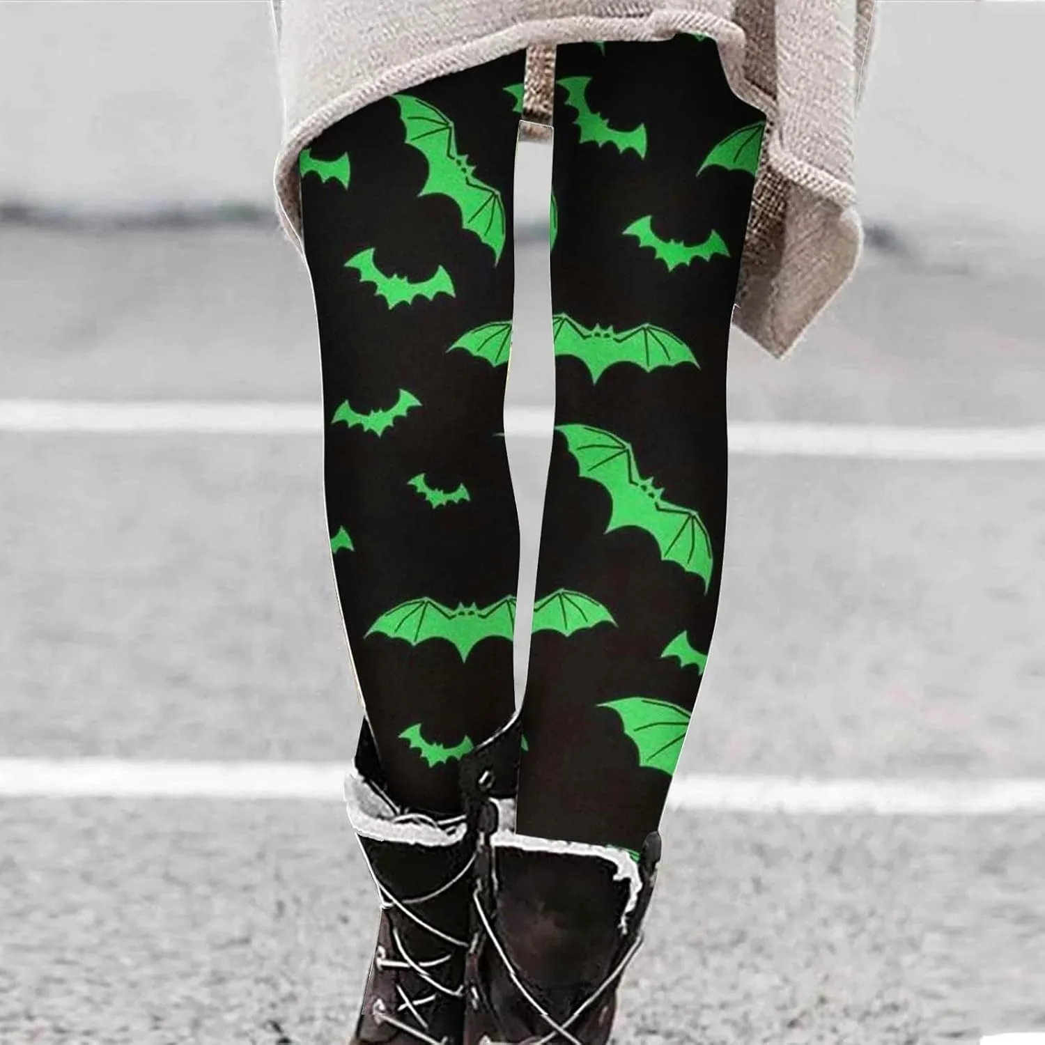 Women's Halloween Costume Print Strechy Leggings Pumpkin Spider Web Print Stretch Peach Butt Stretch Leggings