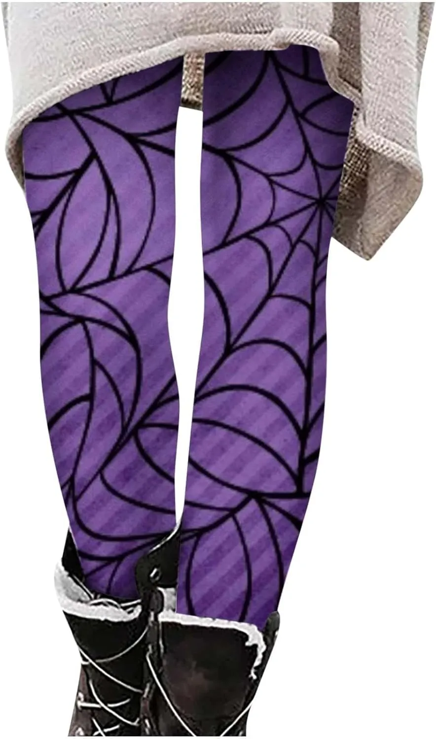 Women's Halloween Costume Print Strechy Leggings Pumpkin Spider Web Print Stretch Peach Butt Stretch Leggings