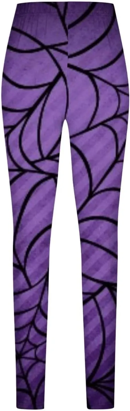 Women's Halloween Costume Print Strechy Leggings Pumpkin Spider Web Print Stretch Peach Butt Stretch Leggings
