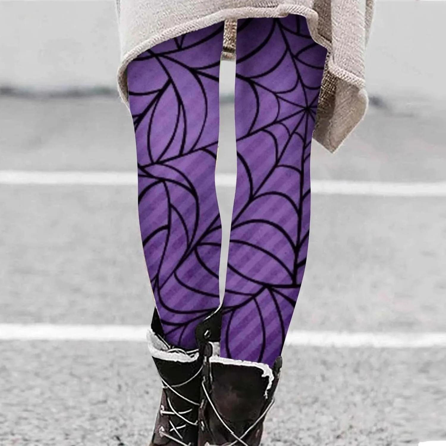 Women's Halloween Costume Print Strechy Leggings Pumpkin Spider Web Print Stretch Peach Butt Stretch Leggings