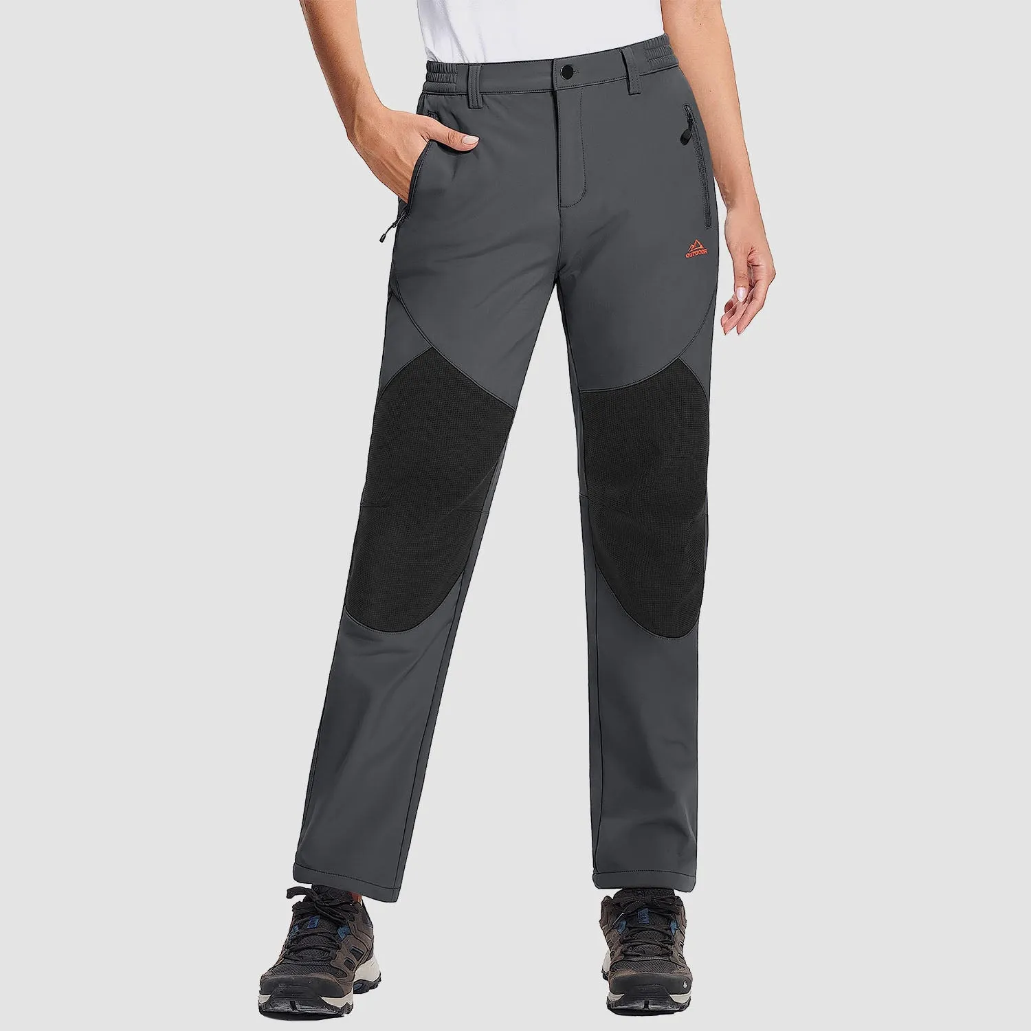 Women's Hiking Pants Fleece Lined Warm Pant with Articulated Knee Water Resistant Softshell Outdoor Snow Ski