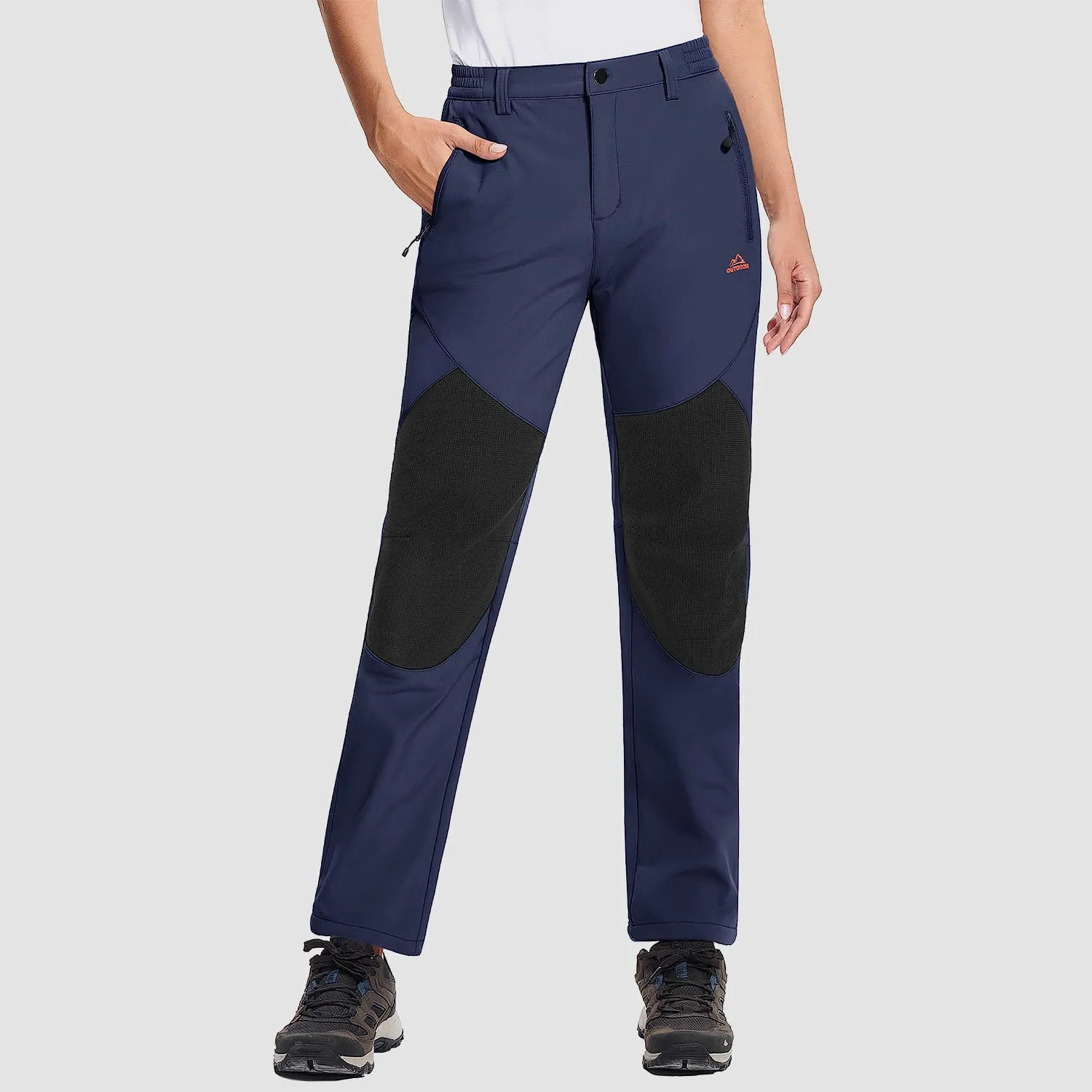 Women's Hiking Pants Fleece Lined Warm Pant with Articulated Knee Water Resistant Softshell Outdoor Snow Ski