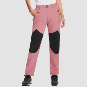 Women's Hiking Pants Fleece Lined Warm Pant with Articulated Knee Water Resistant Softshell Outdoor Snow Ski