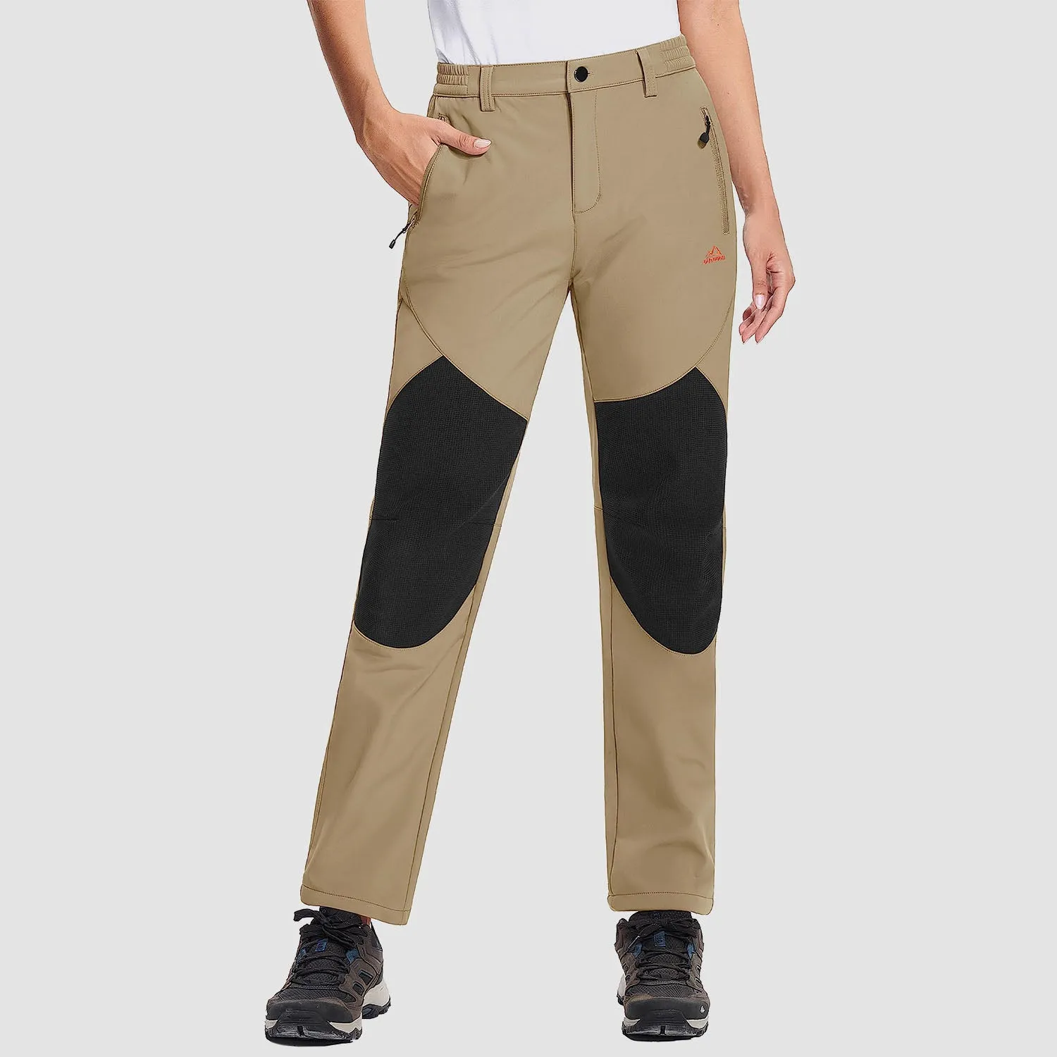 Women's Hiking Pants Fleece Lined Warm Pant with Articulated Knee Water Resistant Softshell Outdoor Snow Ski