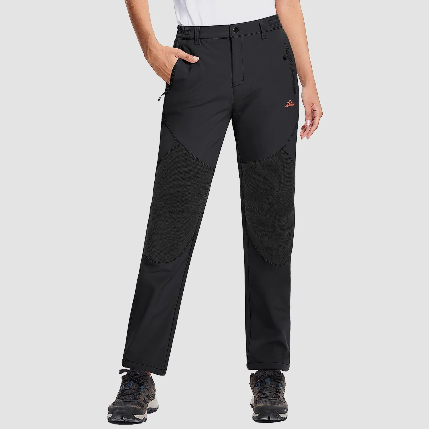 Women's Hiking Pants Fleece Lined Warm Pant with Articulated Knee Water Resistant Softshell Outdoor Snow Ski