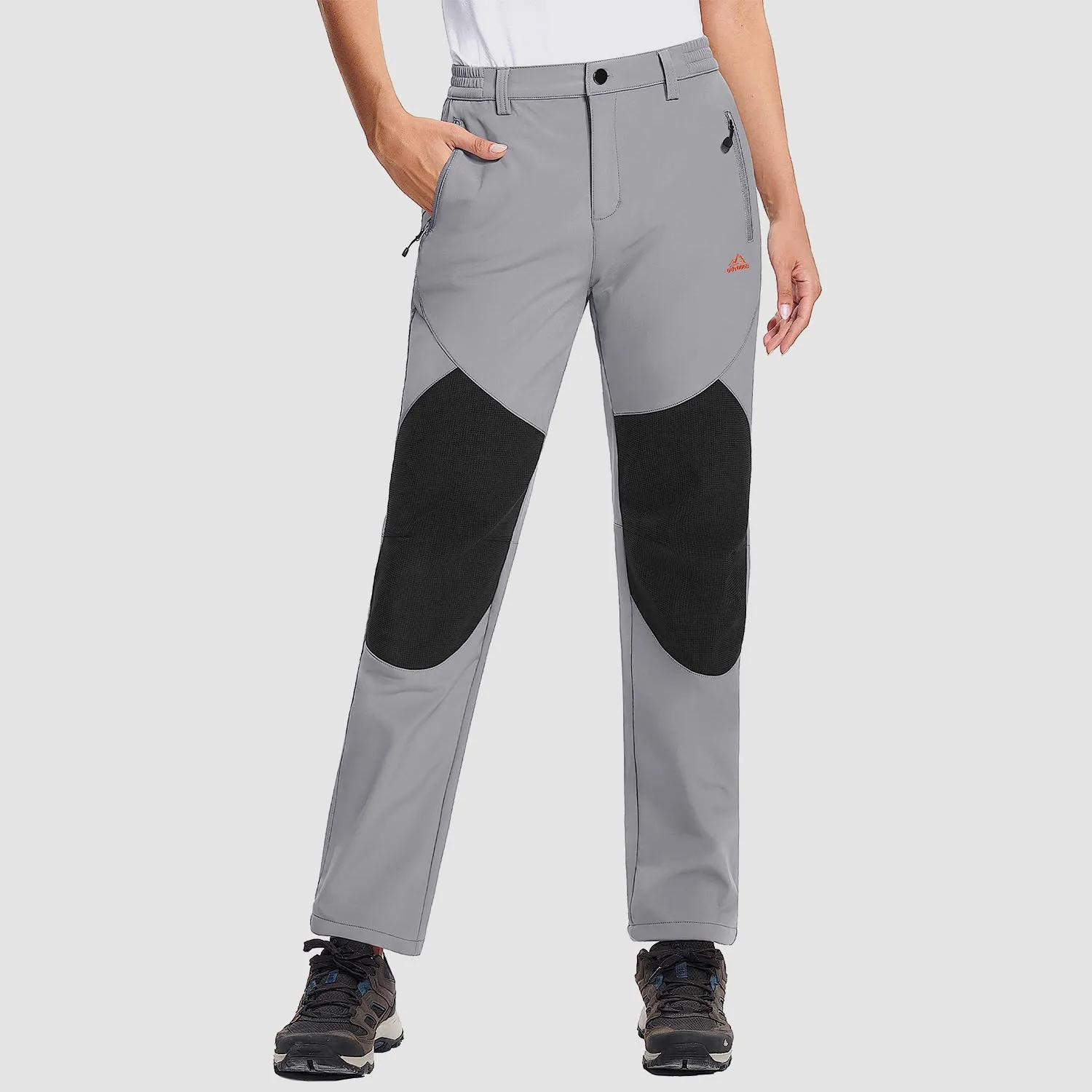 Women's Hiking Pants Fleece Lined Warm Pant with Articulated Knee Water Resistant Softshell Outdoor Snow Ski