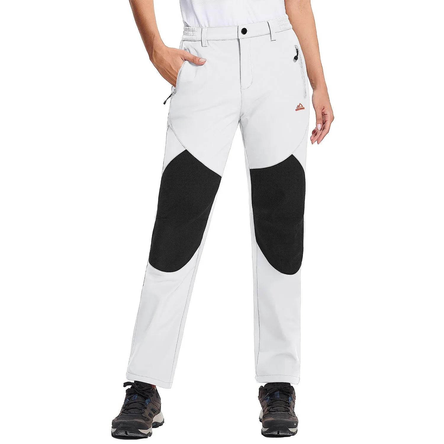 Women's Hiking Pants Fleece Lined Warm Pant with Articulated Knee Water Resistant Softshell Outdoor Snow Ski