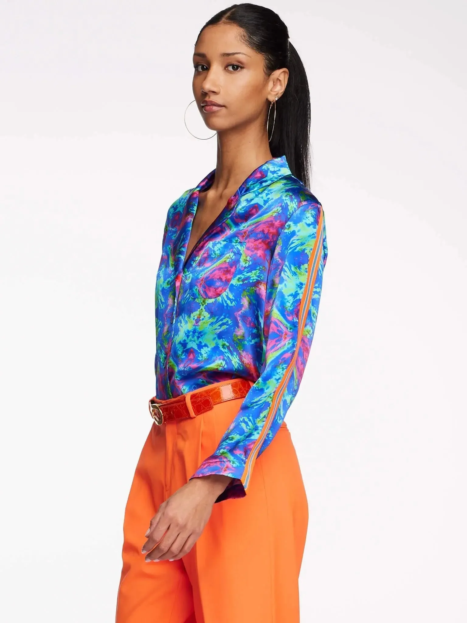 Women's Kaleidoscope Dreams Silk Pajama Set With Stripe