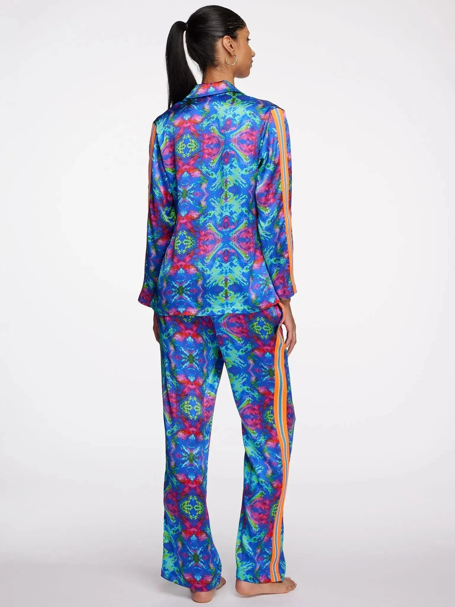 Women's Kaleidoscope Dreams Silk Pajama Set With Stripe