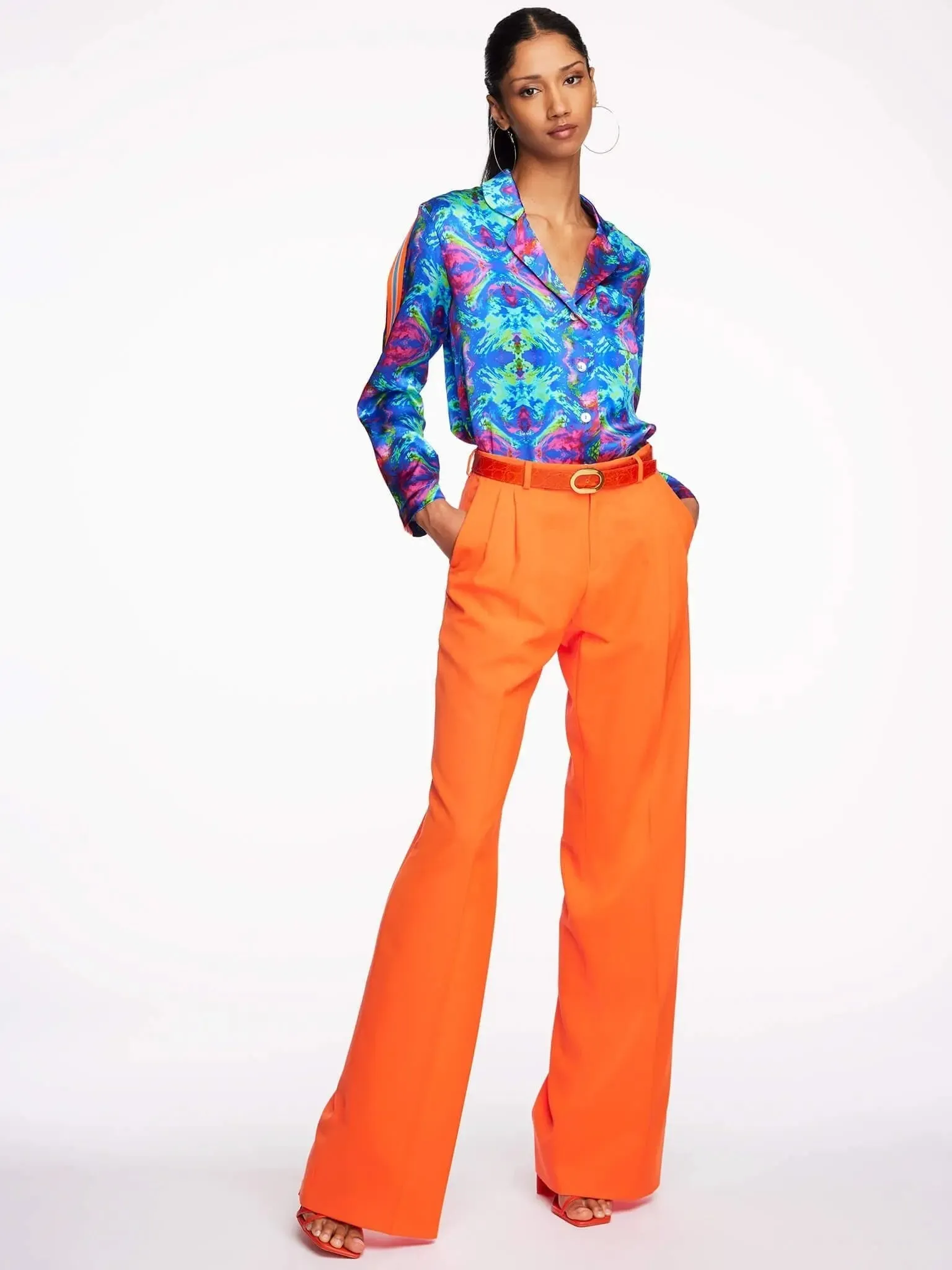 Women's Kaleidoscope Dreams Silk Pajama Set With Stripe