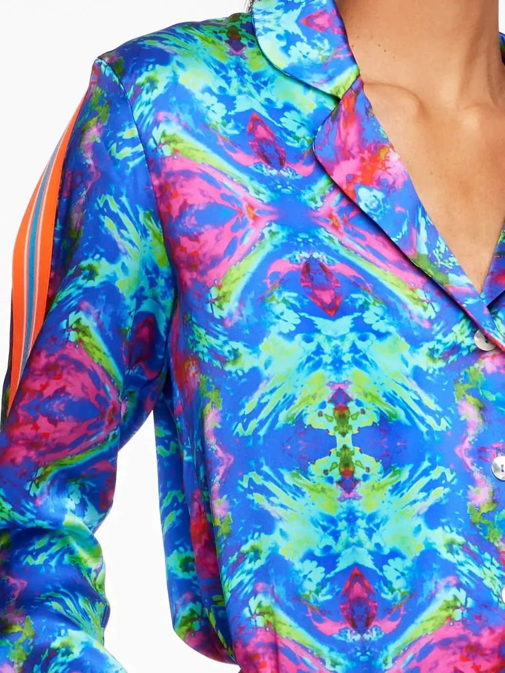 Women's Kaleidoscope Dreams Silk Pajama Set With Stripe