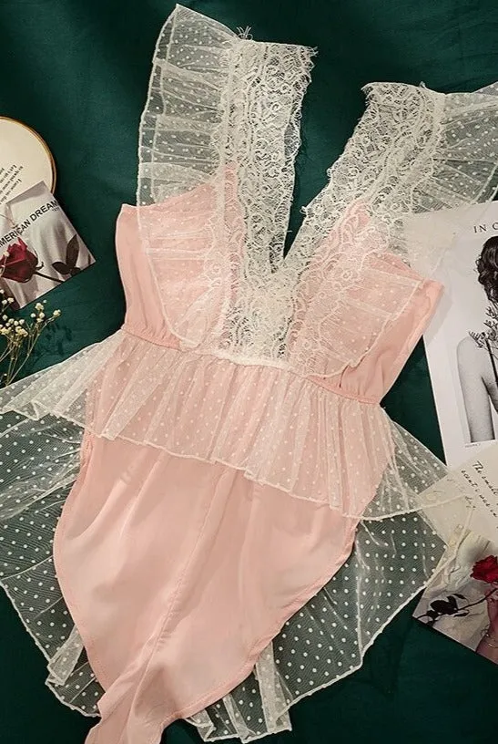 Women's Lace Ruffled Jumpsuit | Sleepwear | Underwear Set