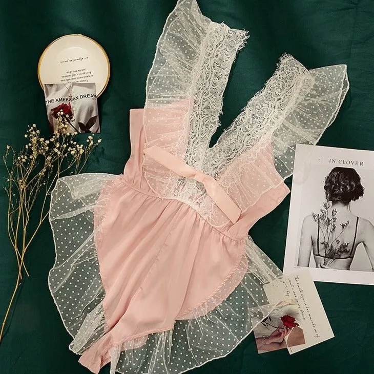 Women's Lace Ruffled Jumpsuit | Sleepwear | Underwear Set