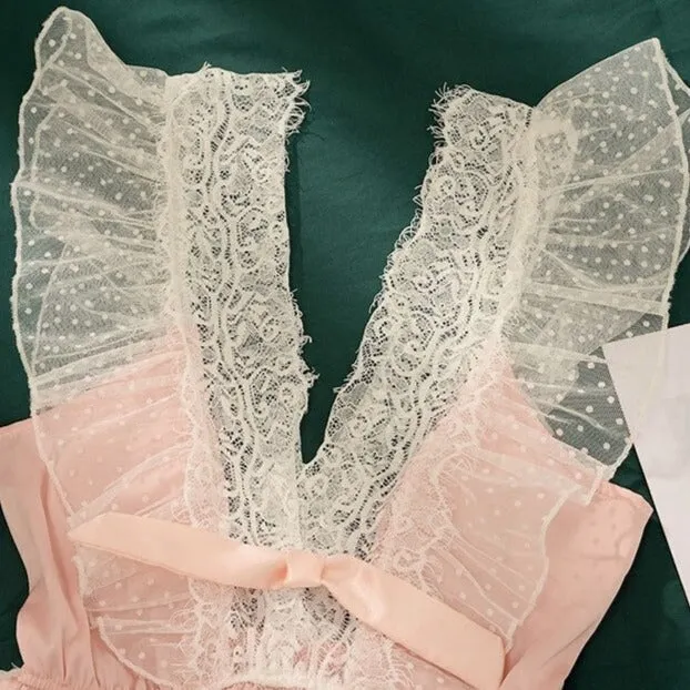 Women's Lace Ruffled Jumpsuit | Sleepwear | Underwear Set