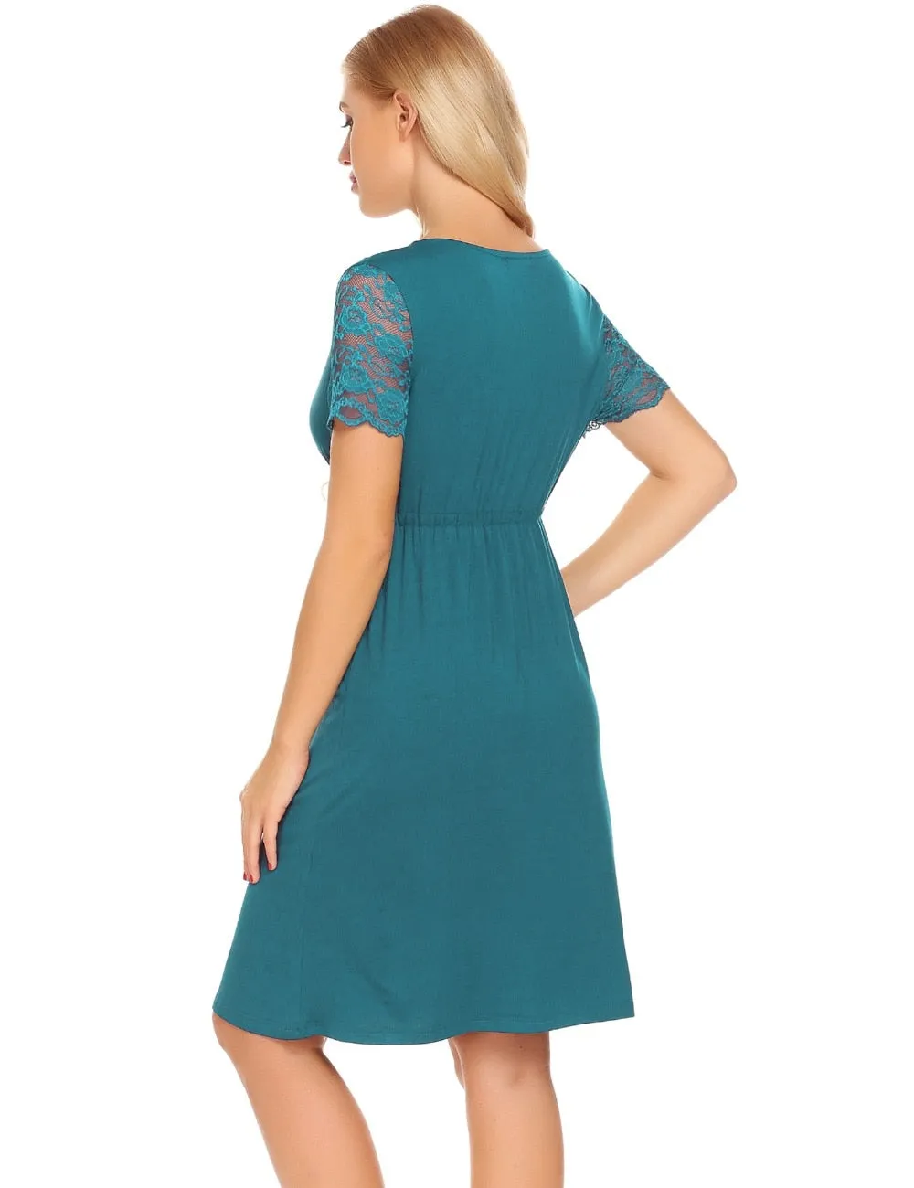 Women's Lace V-Neck Short-Sleeve Nightgown