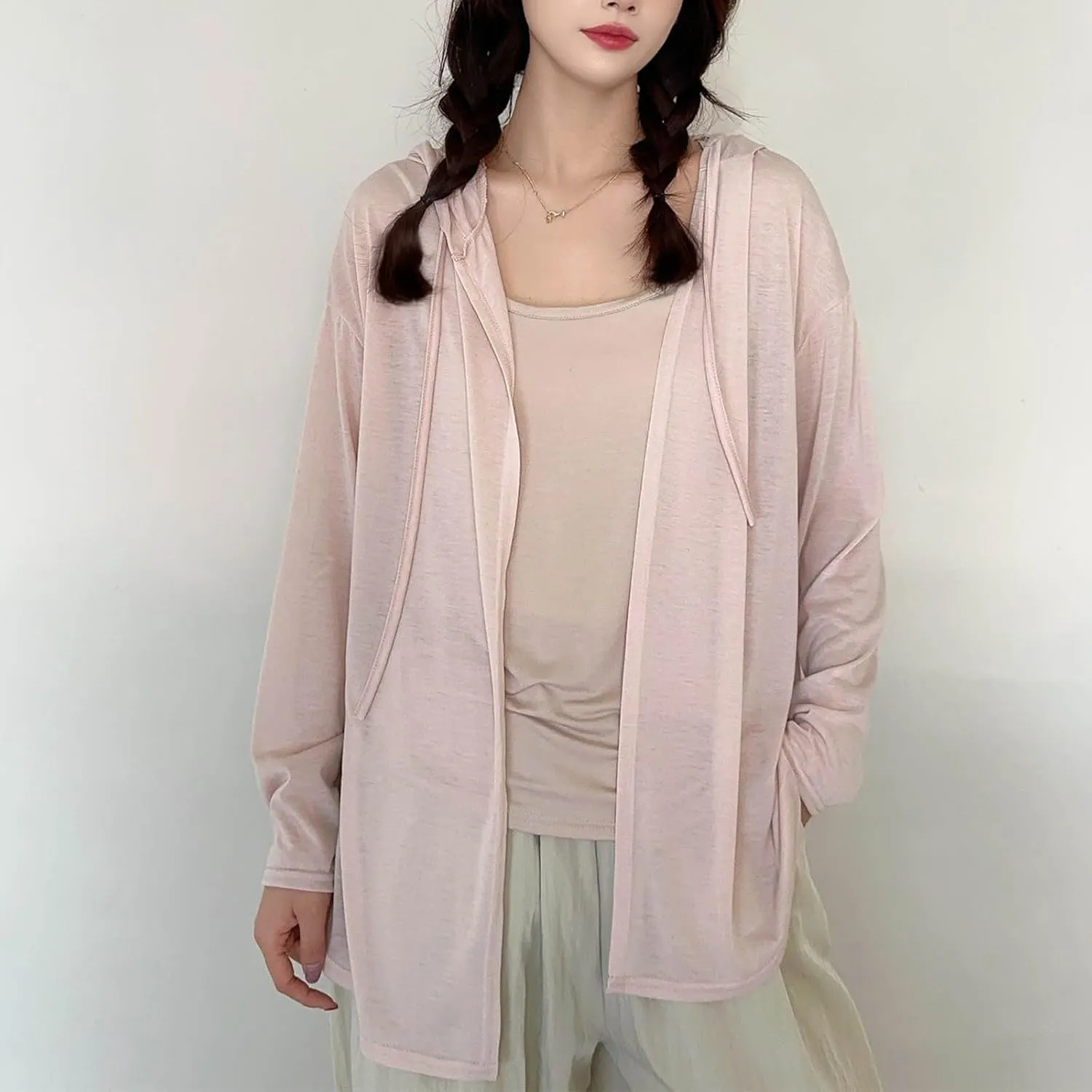 Womens Lightweight Casual Hoodie Cardigans Open Front Cover Ups Long Sleeve Outwear Coat Sun Protection Cover Clothes