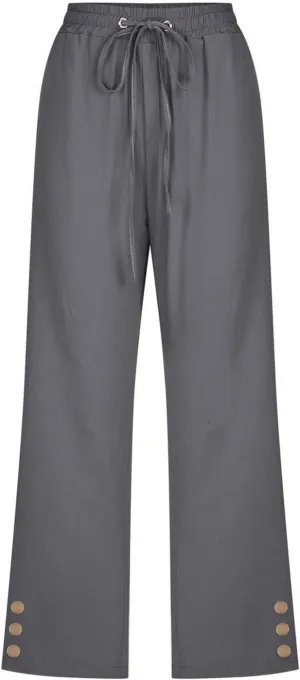 Womens Linen Boho Capris Pants Fashion Drawstring Elastic Trousers Comfy Straight Leg Long Womens Capris for Summer