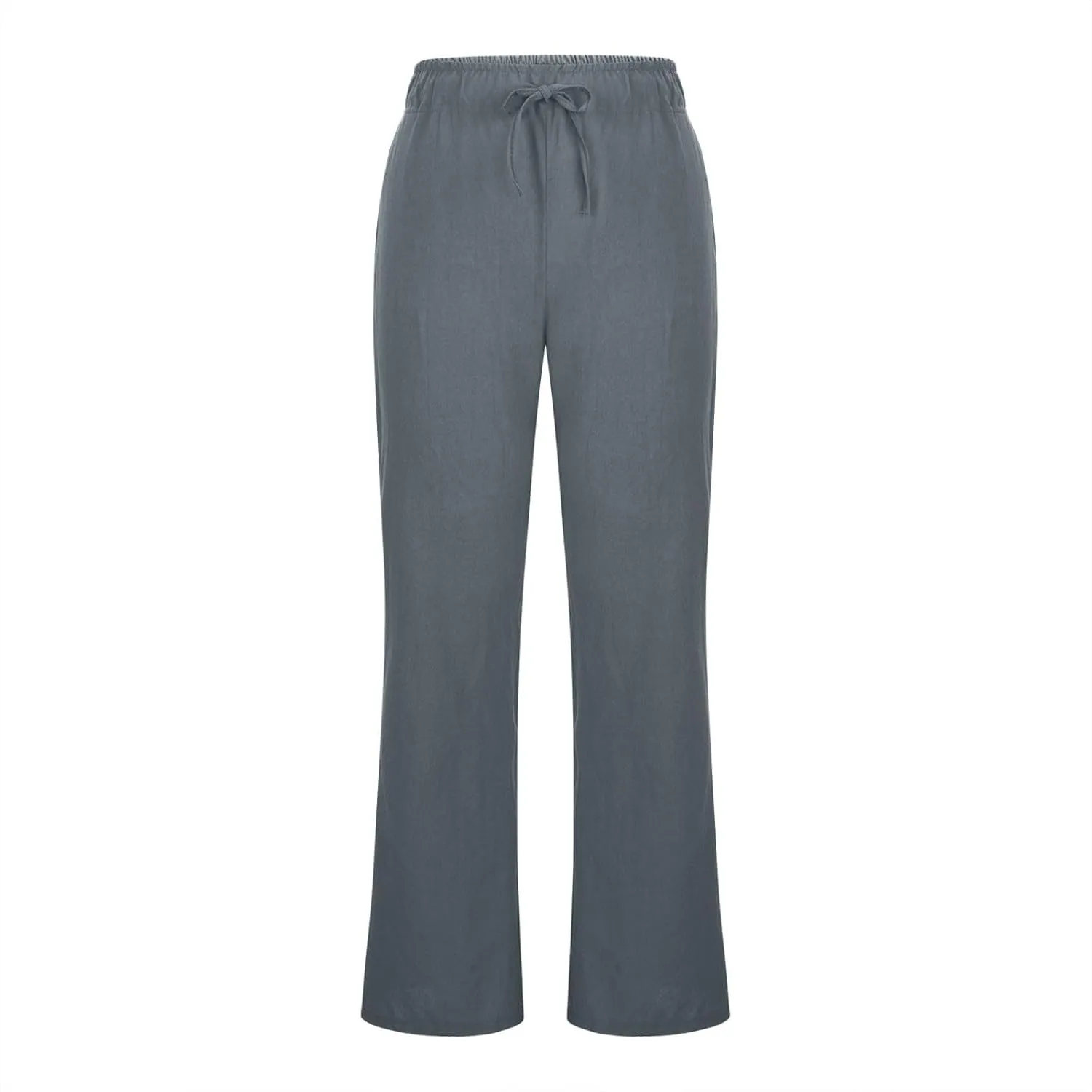 Women's Linen Palazzo Pants Drawstring Summer High Waisted Trousers Casual Loose Wide Leg Dress Pants with Pockets