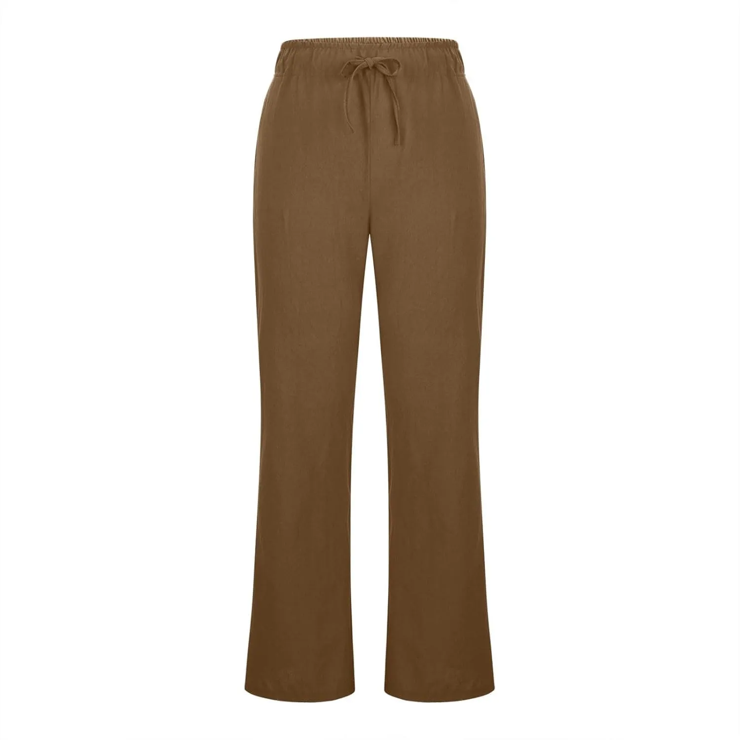 Women's Linen Palazzo Pants Drawstring Summer High Waisted Trousers Casual Loose Wide Leg Dress Pants with Pockets