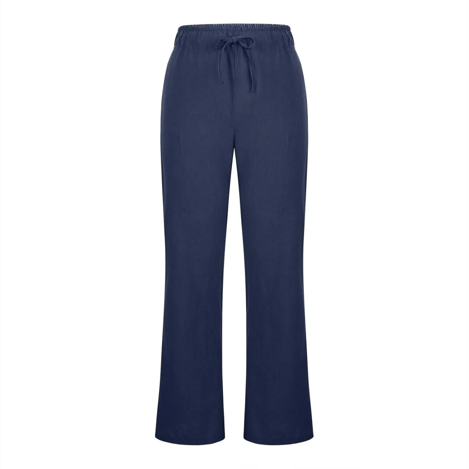Women's Linen Palazzo Pants Drawstring Summer High Waisted Trousers Casual Loose Wide Leg Dress Pants with Pockets