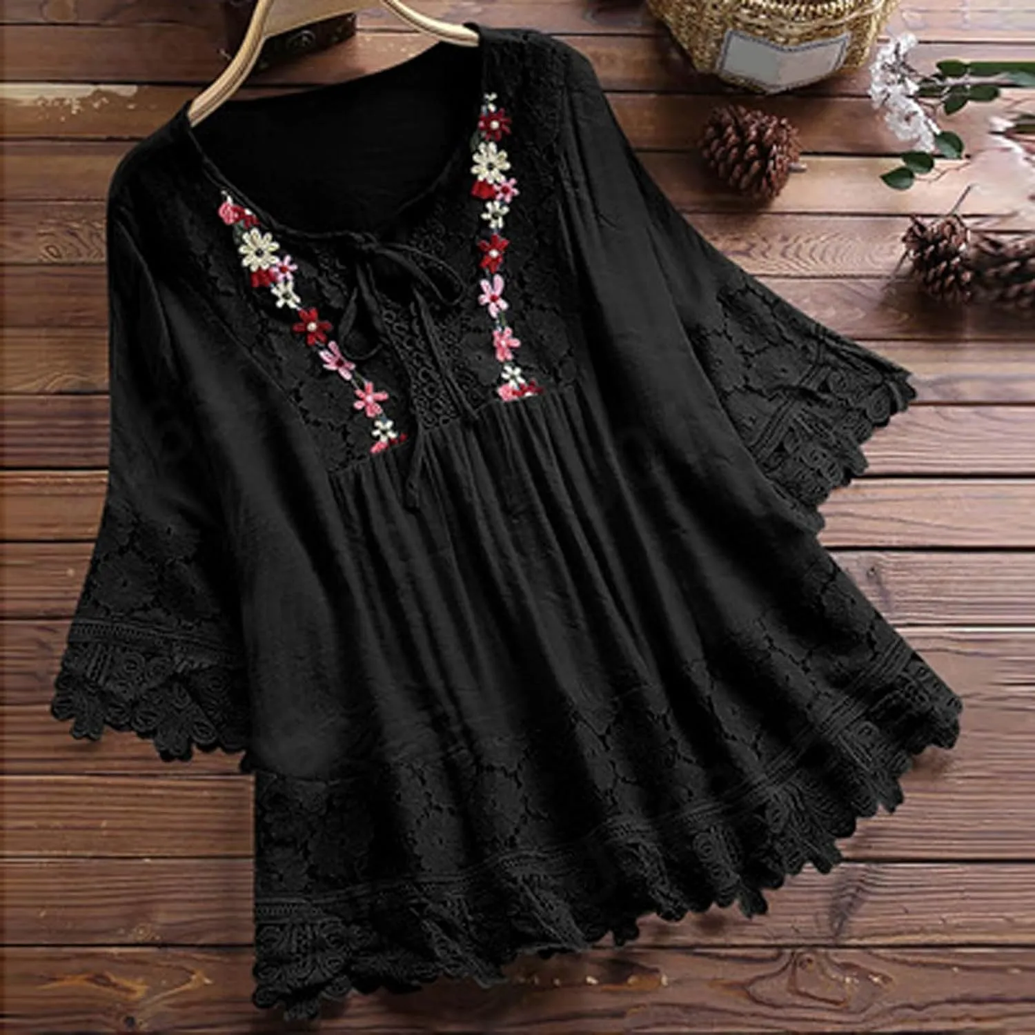 Women's Linen Shirts V-Neck Button Down Blouses Collar Trendy Dressy Tshirt Long Sleeve Loose Tunic Top