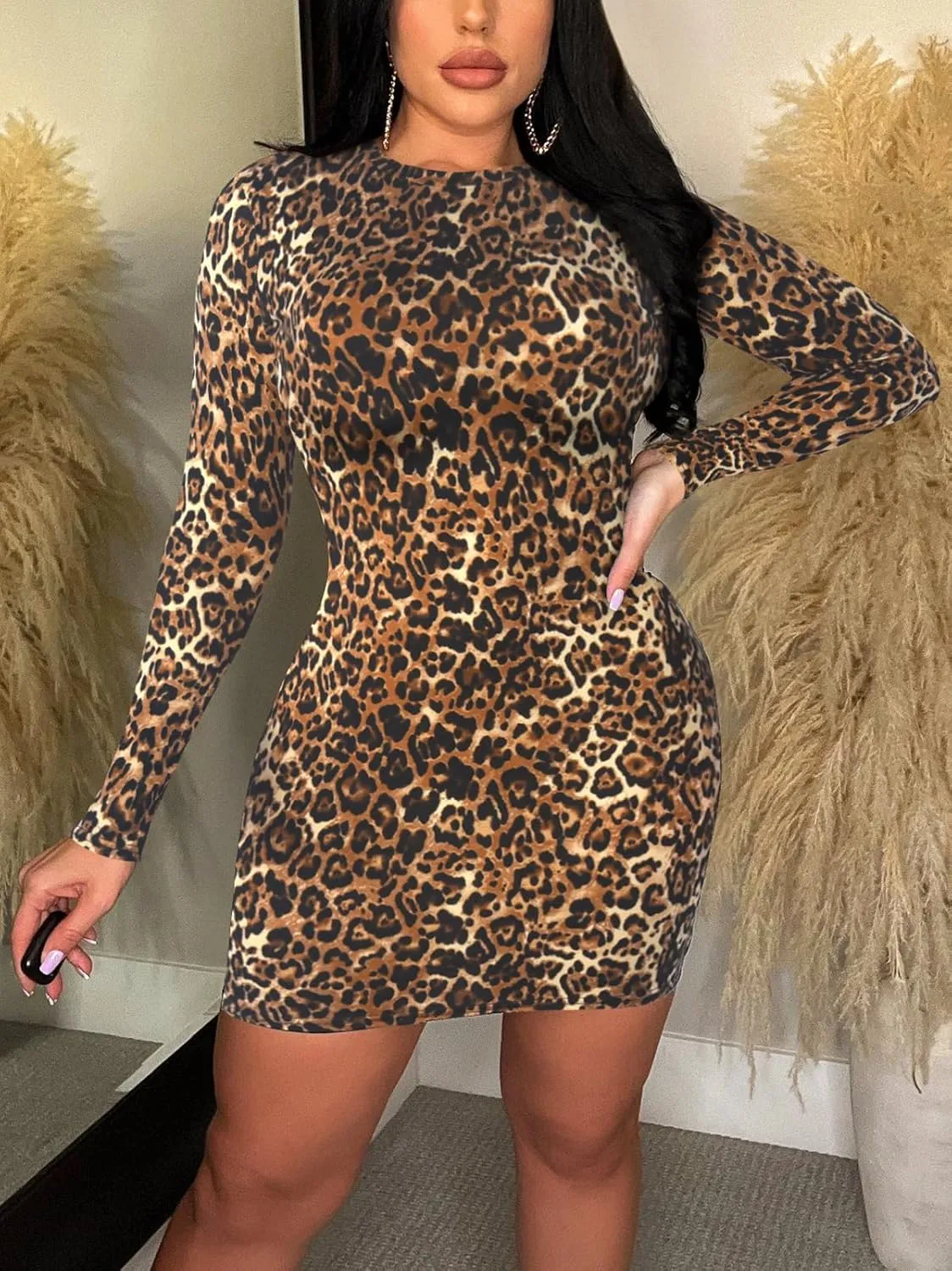 Women's Long Sleeve Bodycon Dress - Mini Spring Fall Club Party Fitted Tight Pencil Dresses