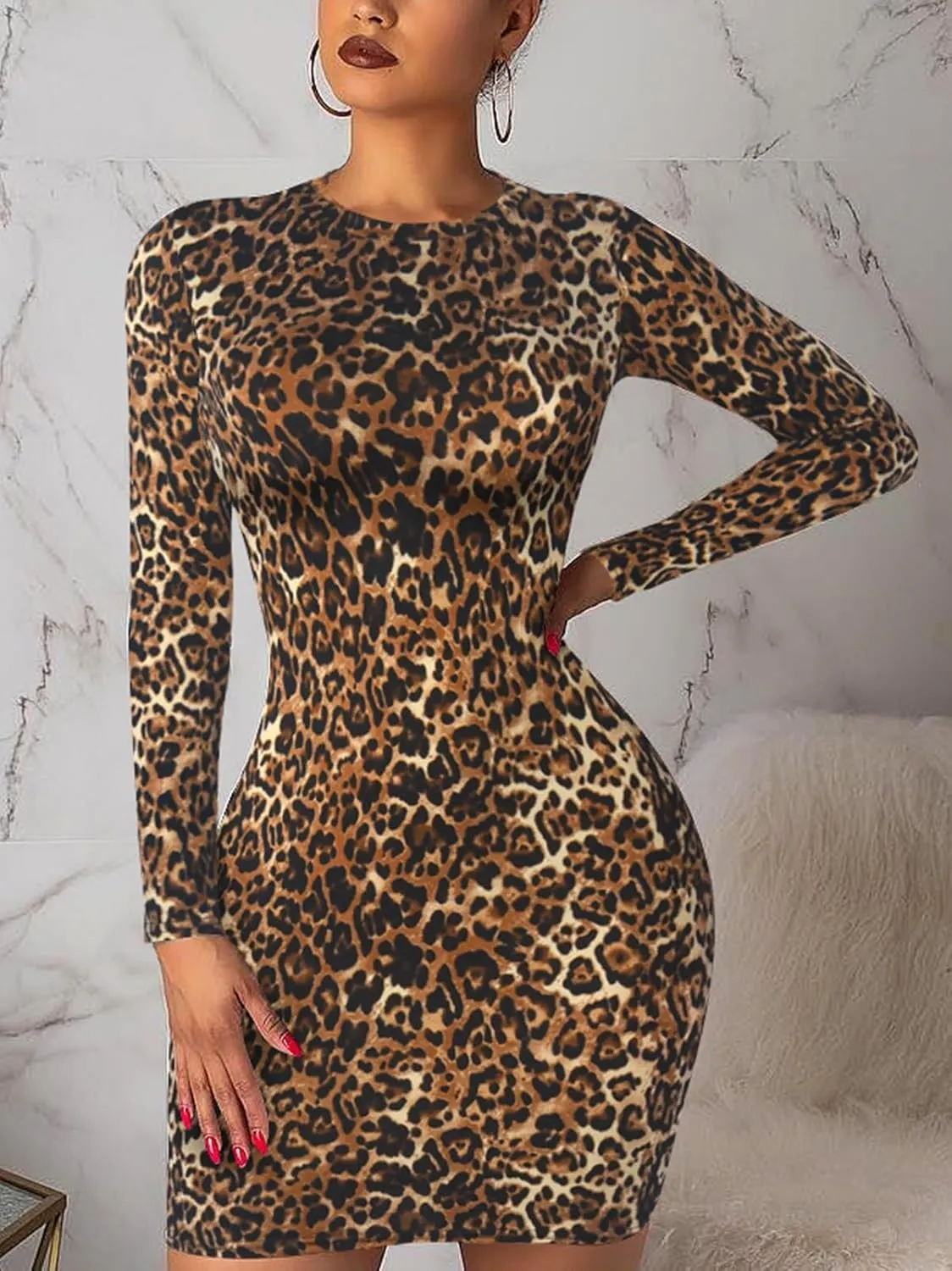 Women's Long Sleeve Bodycon Dress - Mini Spring Fall Club Party Fitted Tight Pencil Dresses