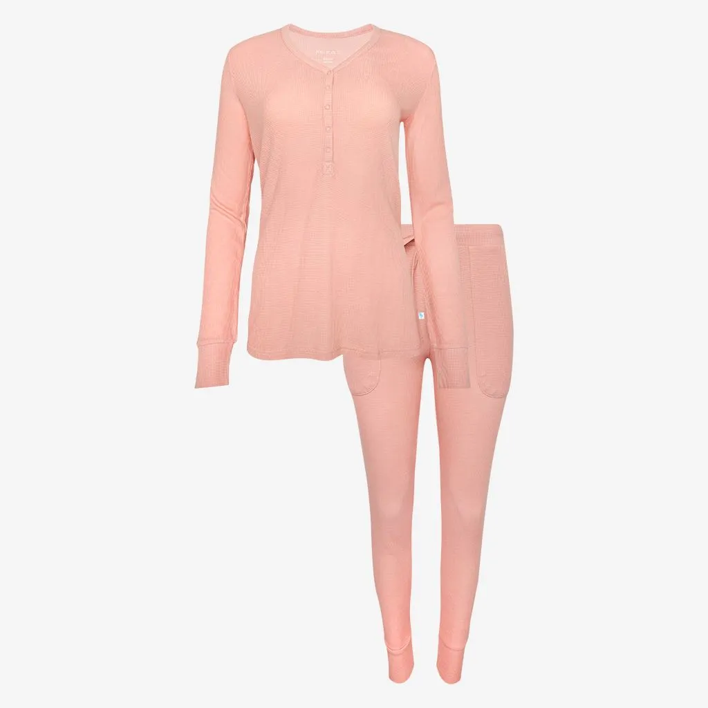 Women's Long Sleeve Loungewear - Fall Rose Waffle