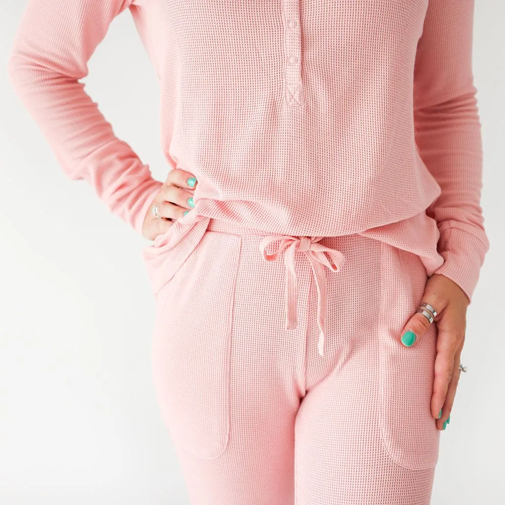 Women's Long Sleeve Loungewear - Fall Rose Waffle