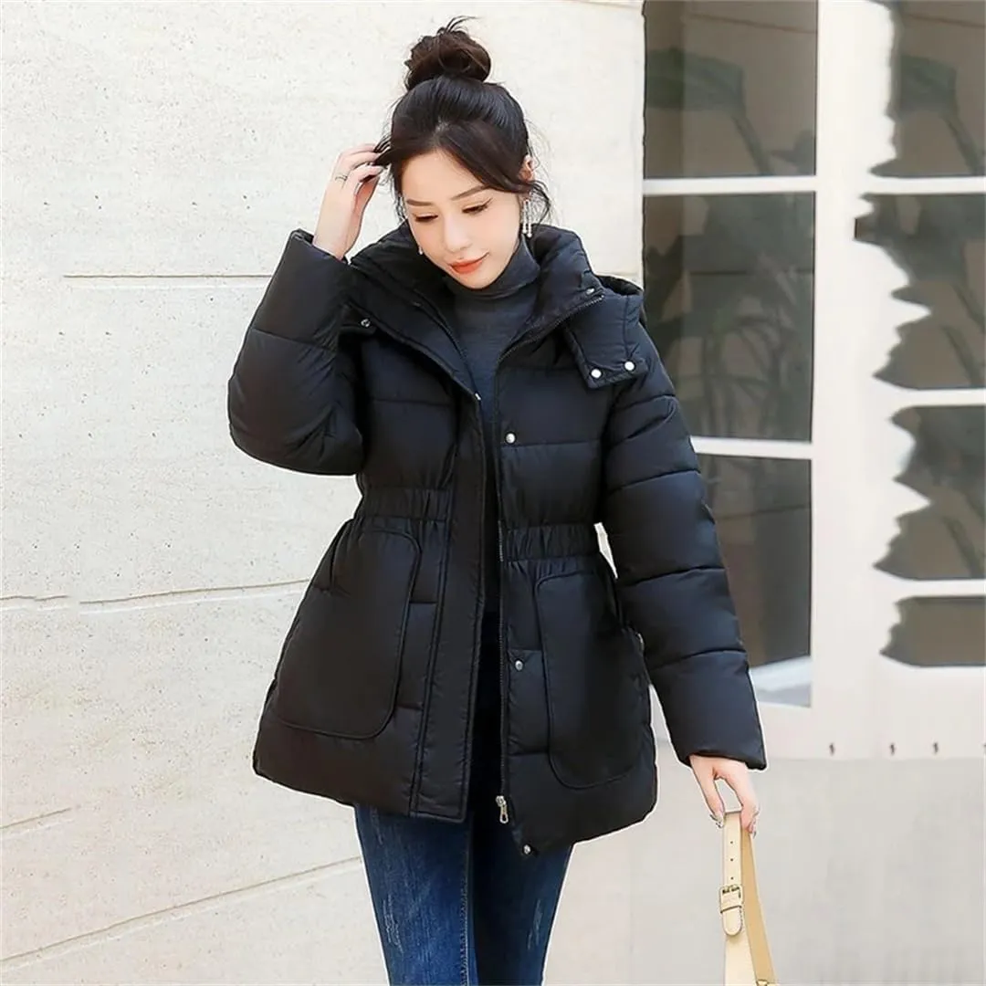 Women's Loose Down Cotton Coat Winter Jacket Hooded Puffer Parkas Thicken Warm Cotton-Padded Outwear