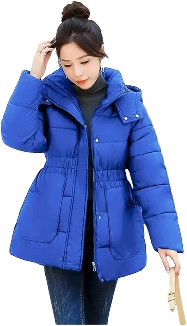 Women's Loose Down Cotton Coat Winter Jacket Hooded Puffer Parkas Thicken Warm Cotton-Padded Outwear
