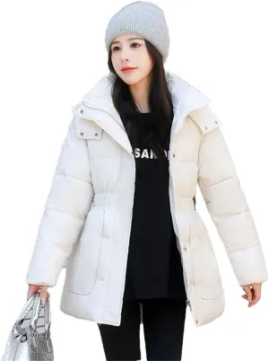 Women's Loose Down Cotton Coat Winter Jacket Hooded Puffer Parkas Thicken Warm Cotton-Padded Outwear