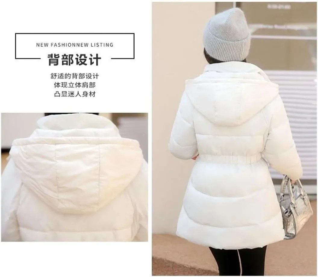 Women's Loose Down Cotton Coat Winter Jacket Hooded Puffer Parkas Thicken Warm Cotton-Padded Outwear