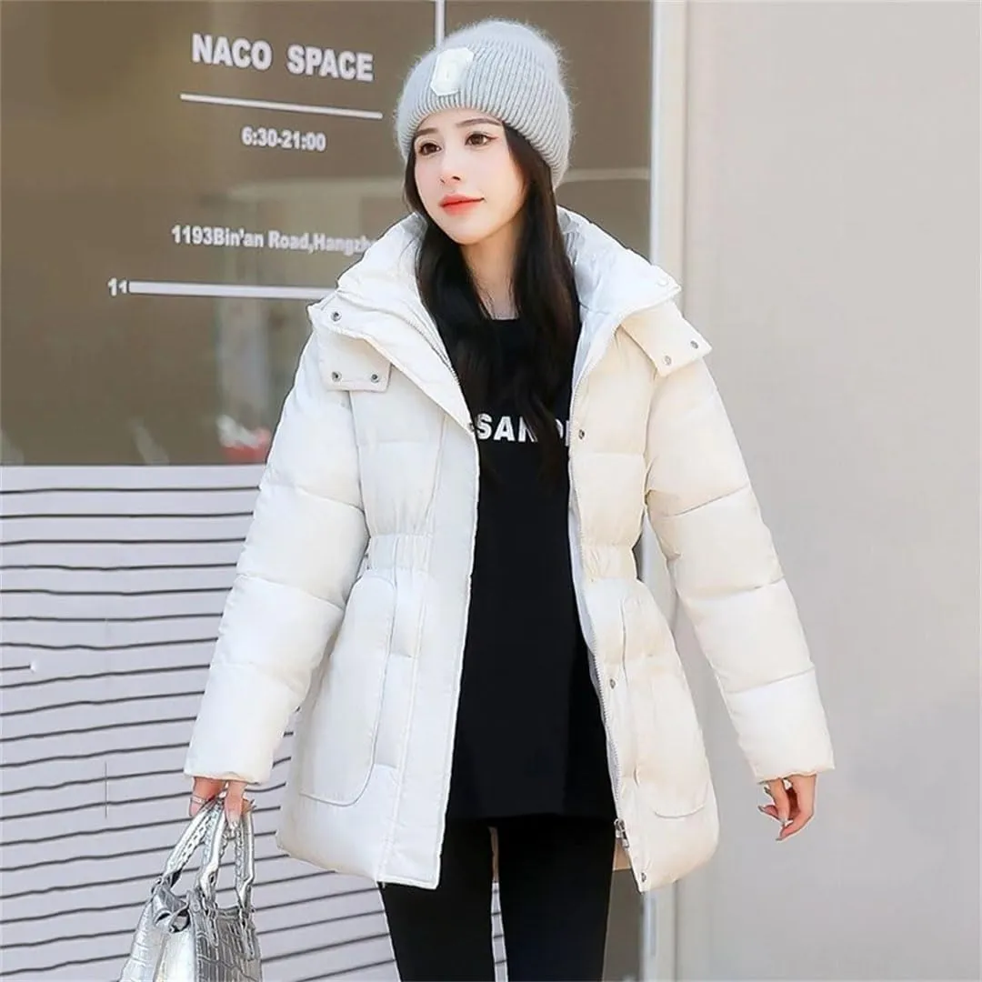 Women's Loose Down Cotton Coat Winter Jacket Hooded Puffer Parkas Thicken Warm Cotton-Padded Outwear