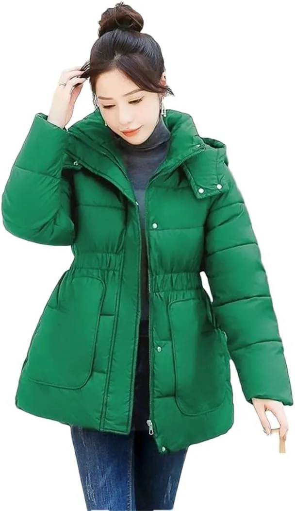 Women's Loose Down Cotton Coat Winter Jacket Hooded Puffer Parkas Thicken Warm Cotton-Padded Outwear