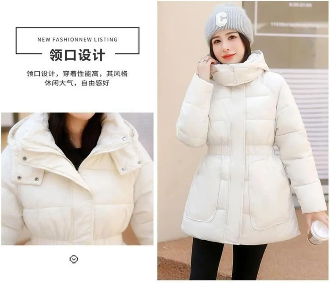 Women's Loose Down Cotton Coat Winter Jacket Hooded Puffer Parkas Thicken Warm Cotton-Padded Outwear