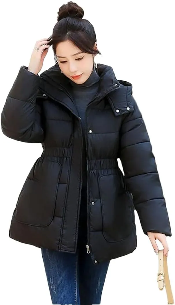 Women's Loose Down Cotton Coat Winter Jacket Hooded Puffer Parkas Thicken Warm Cotton-Padded Outwear