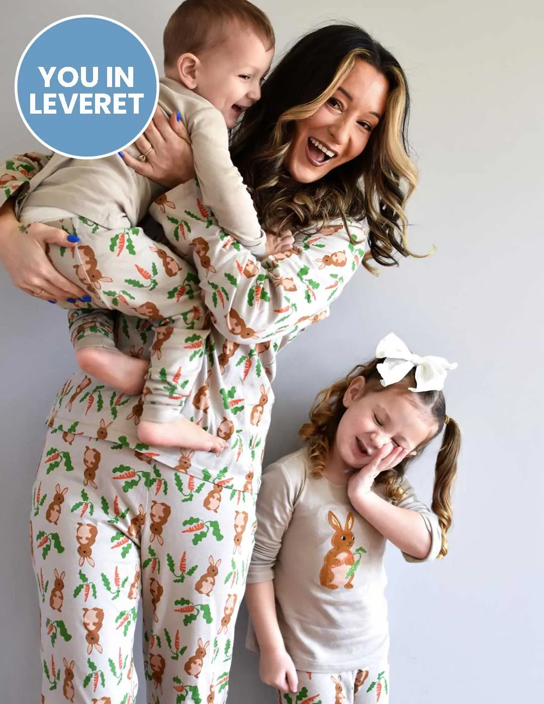 Women's Loose Fit Beige Rabbit Pajamas