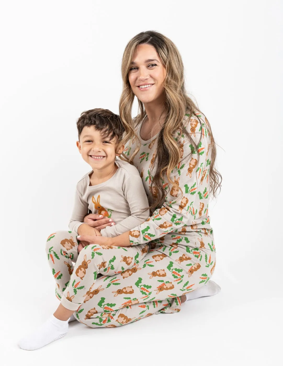 Women's Loose Fit Beige Rabbit Pajamas