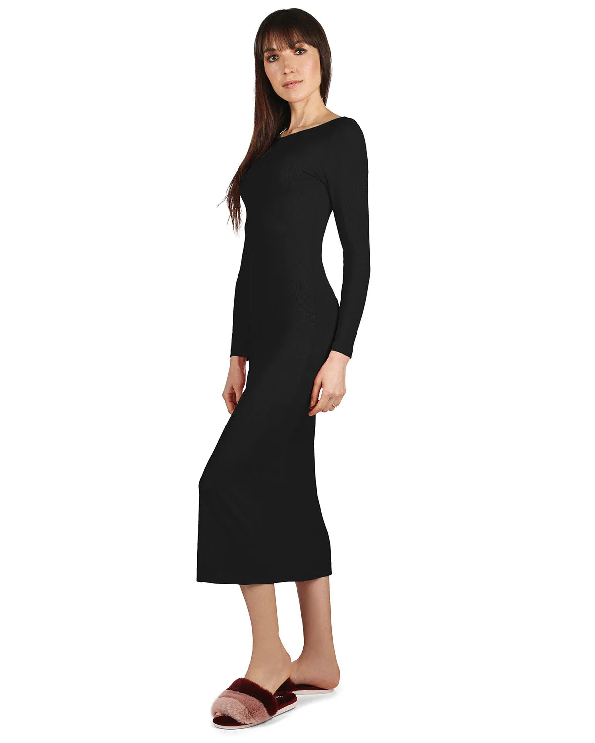 Women's Luxe Ribbed Bamboo Blend Full-Length Nightgown