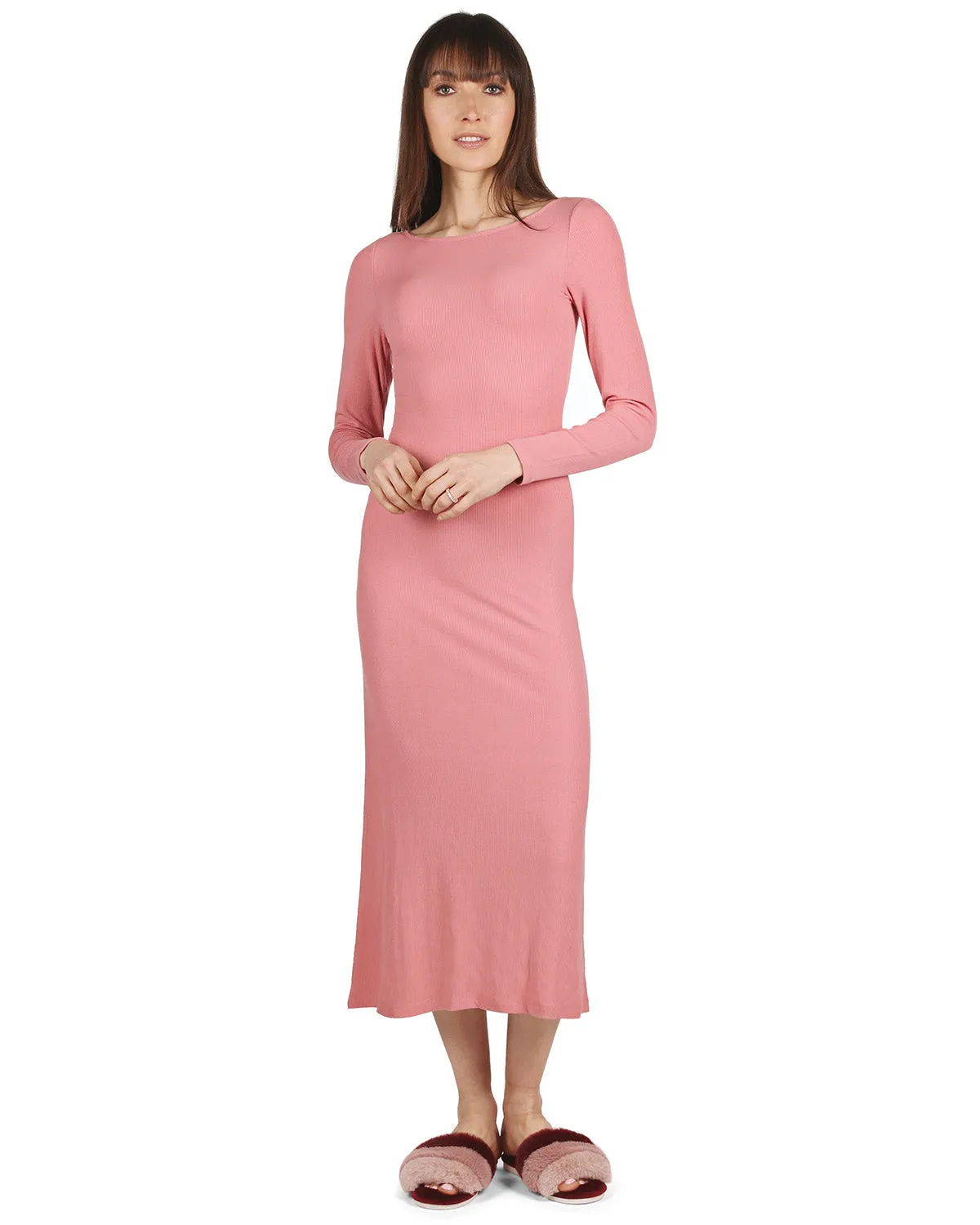 Women's Luxe Ribbed Bamboo Blend Full-Length Nightgown