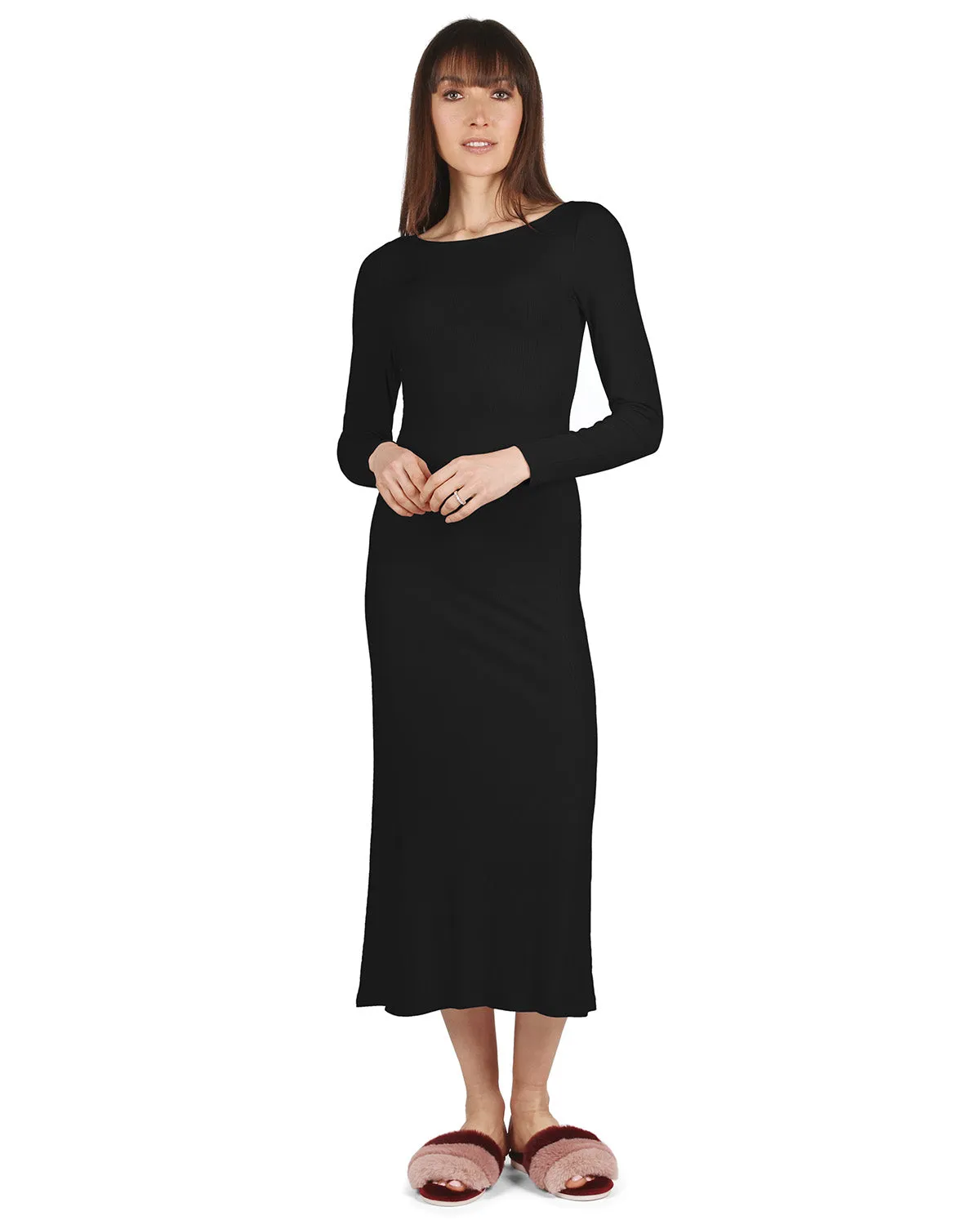 Women's Luxe Ribbed Bamboo Blend Full-Length Nightgown