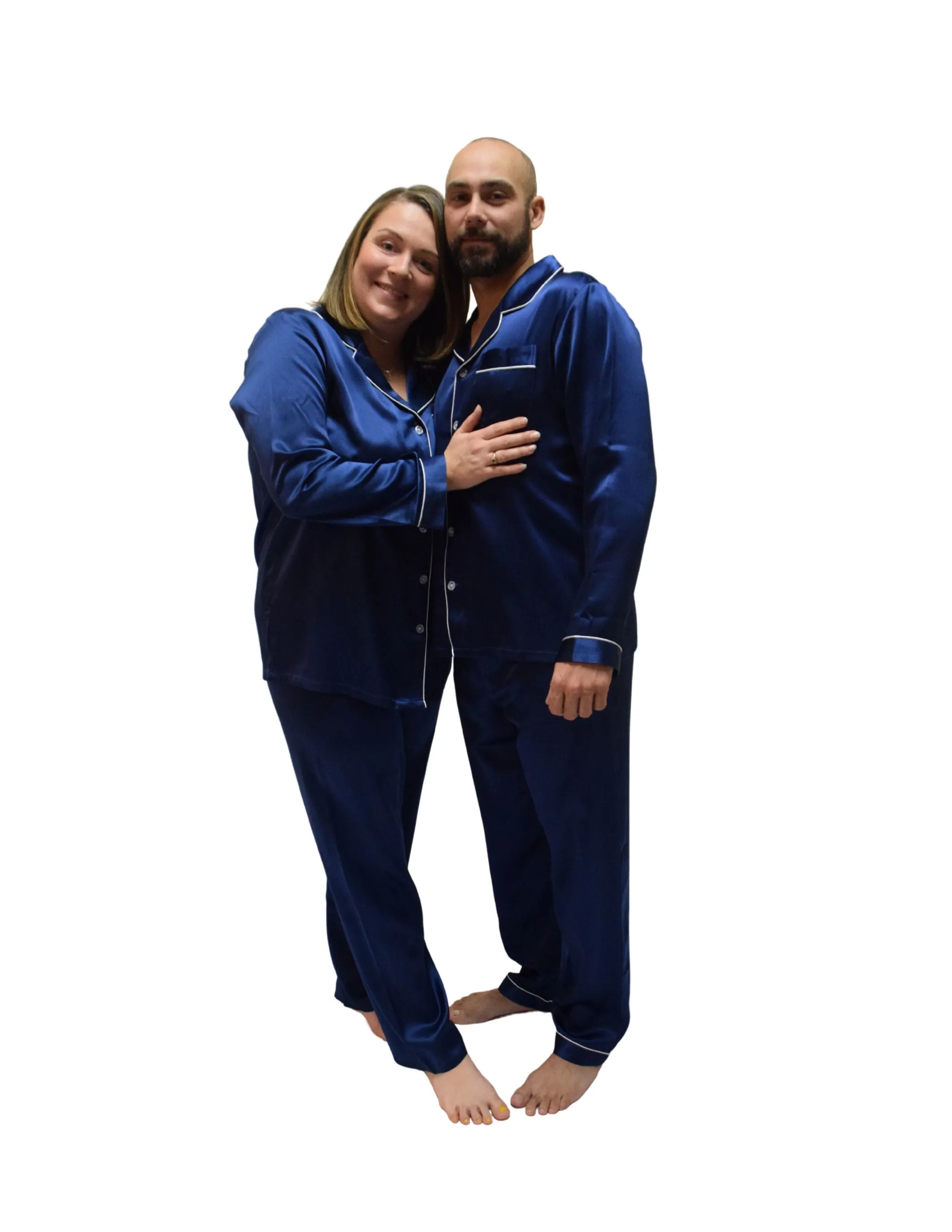 Women's Mulberry Silk Pajama Set Navy Blue