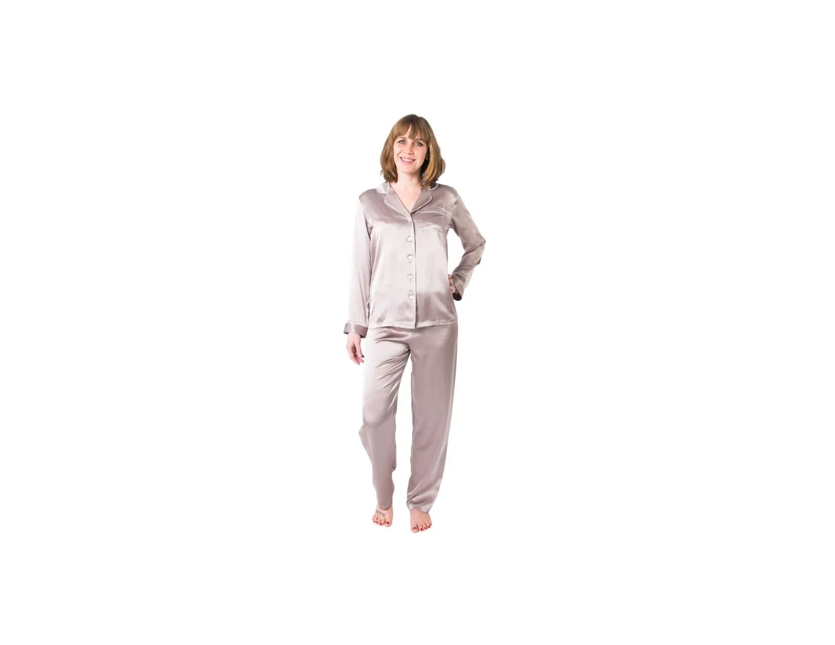 Women's  Mulberry Silk Pajama Set Taupe