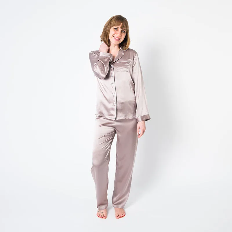 Women's  Mulberry Silk Pajama Set Taupe