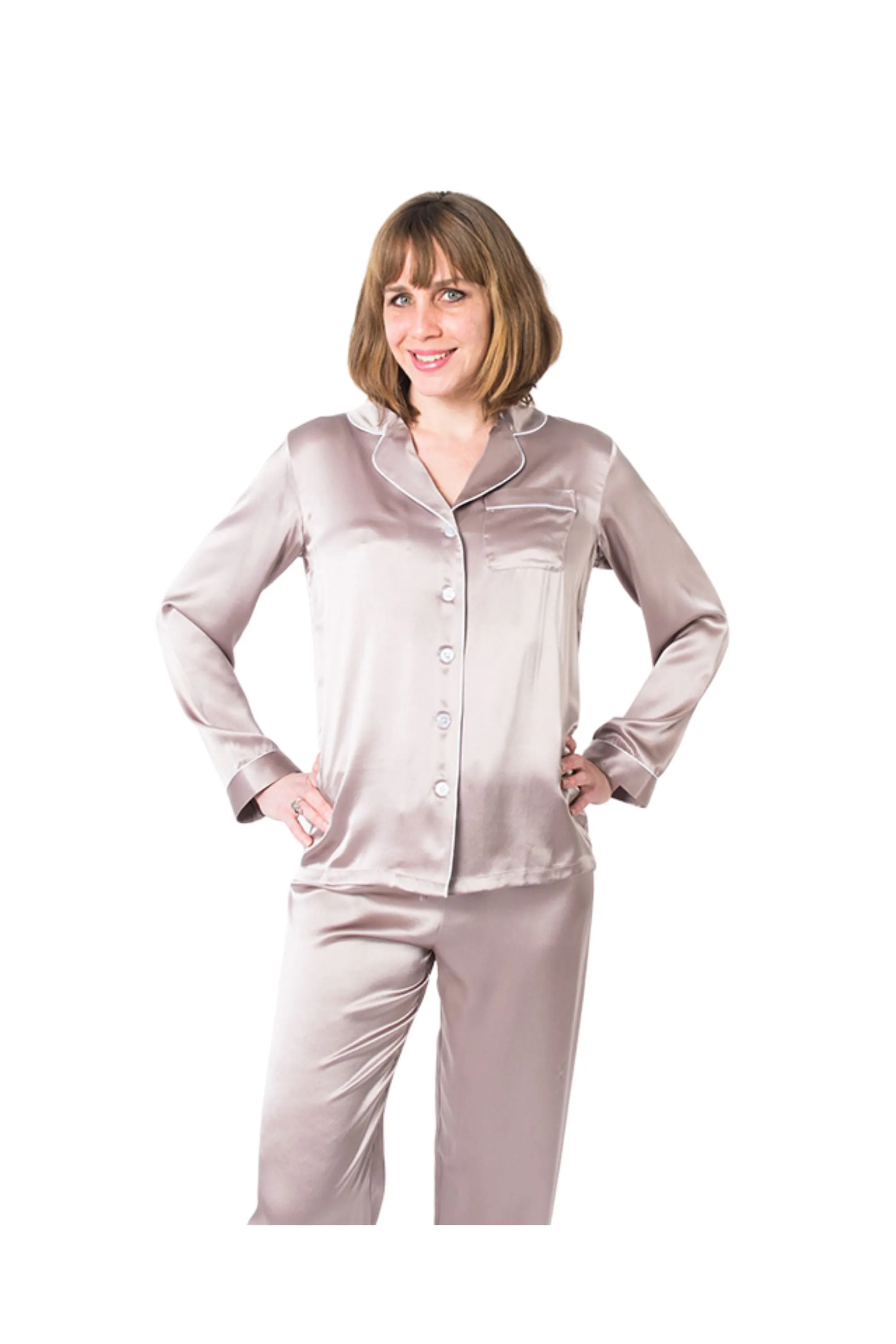 Women's  Mulberry Silk Pajama Set Taupe