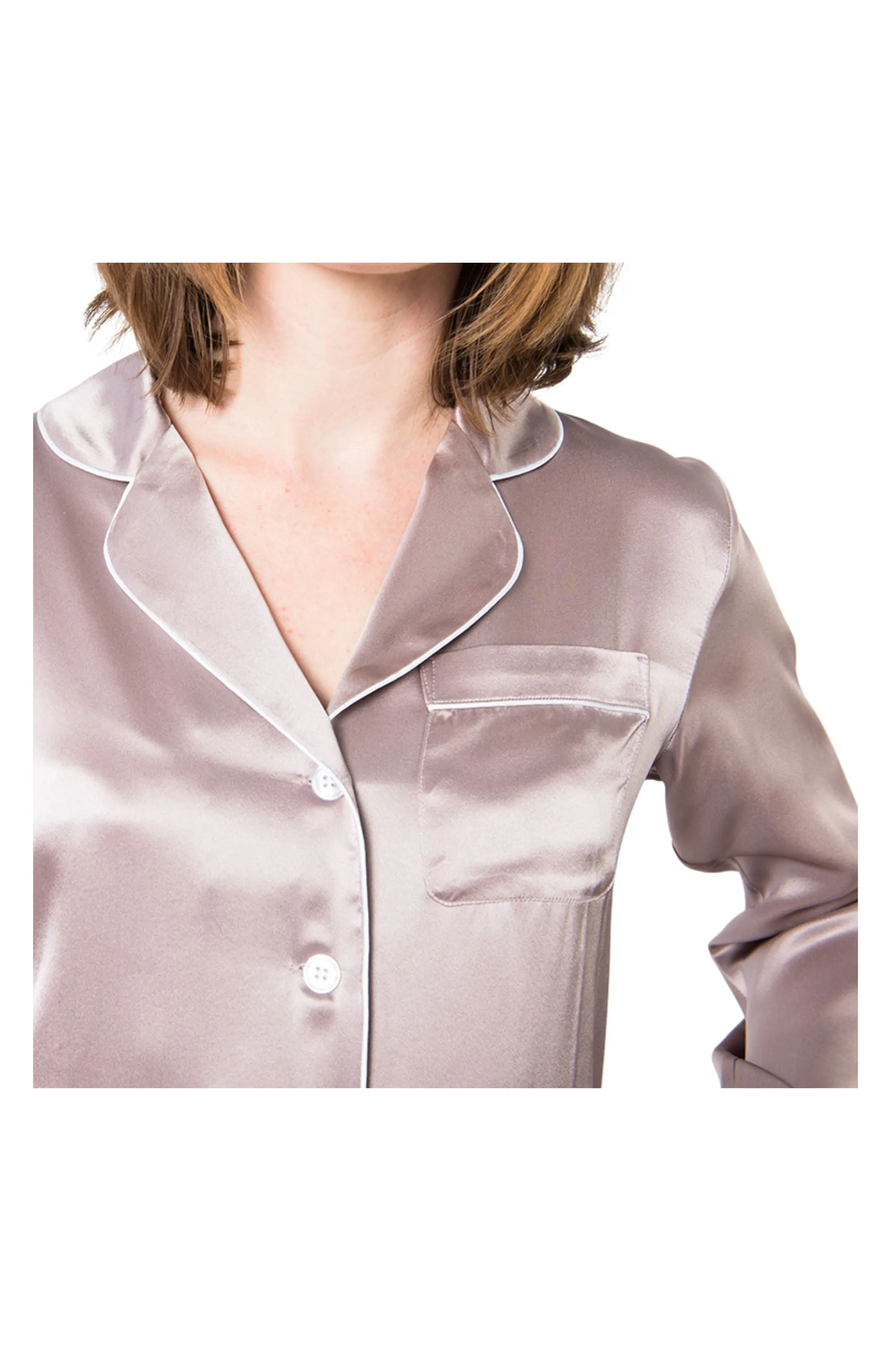Women's  Mulberry Silk Pajama Set Taupe