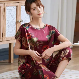 Women's Nightie Home Clothes Plus Oversized 5XL Satin Silk Pajamas Sets - S415284141