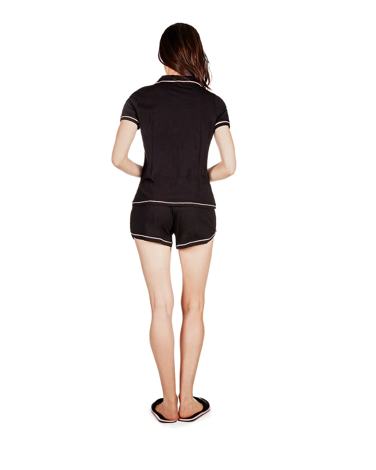 Women's Nocturnal Notch Collar Cotton Blend Pajama Set